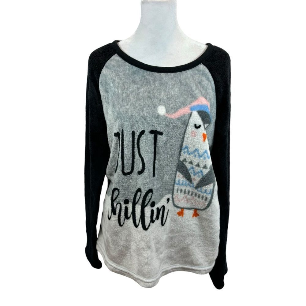Girls Secret Treasures Fleece‎ Long Sleeve Penguin Pajama Top Size XL 16/18